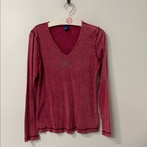 High Sierra Women's Burgundy Long Sleeve Top Y2K
